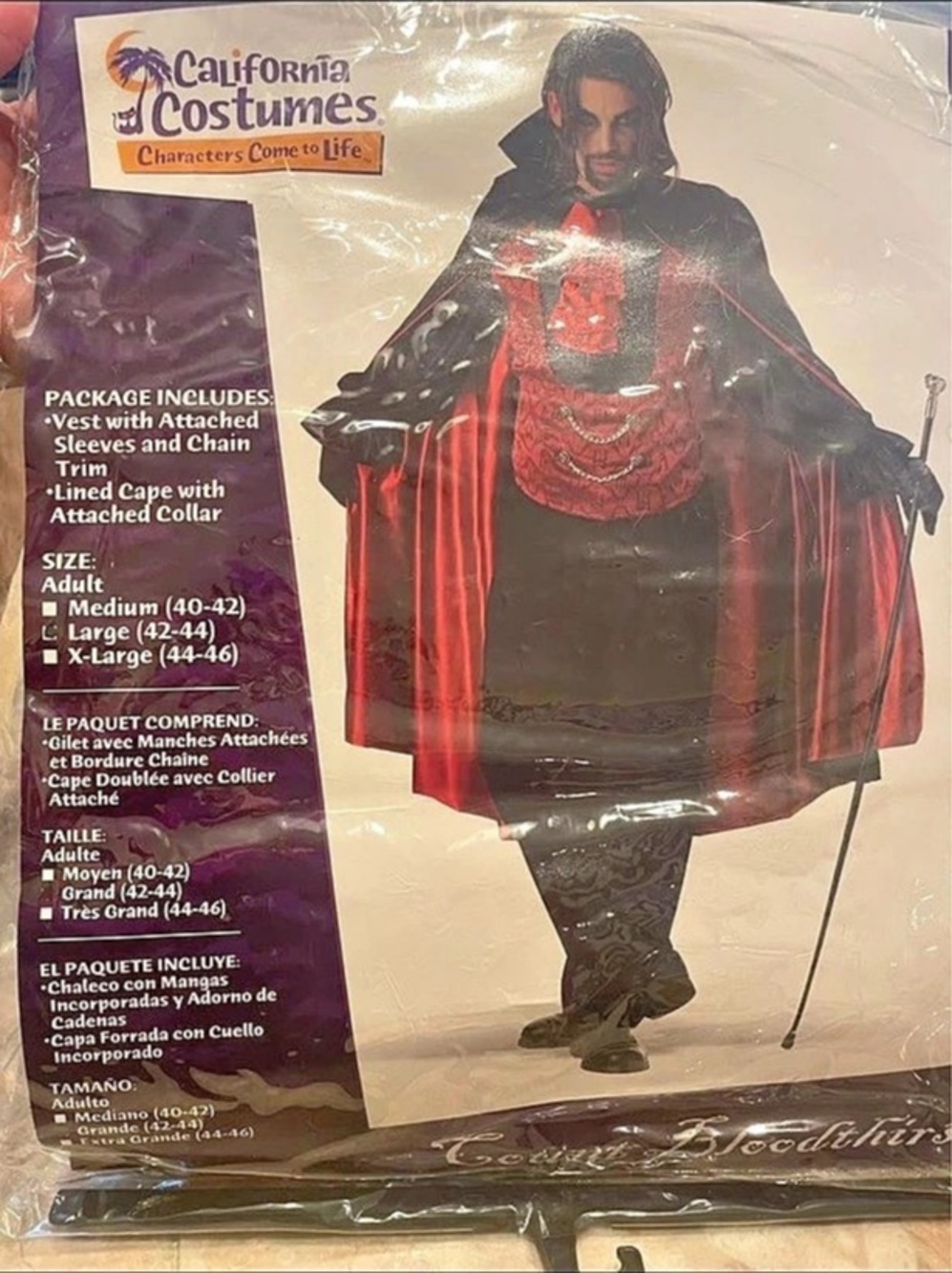 Men’s Vampire Costume - Large